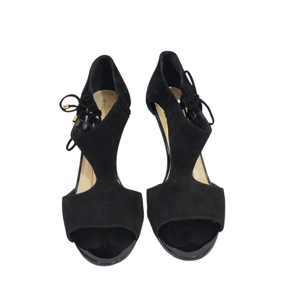 Kate Spade Black Suede T-Strap Open Stiletto Heels - Picture 2 of 7